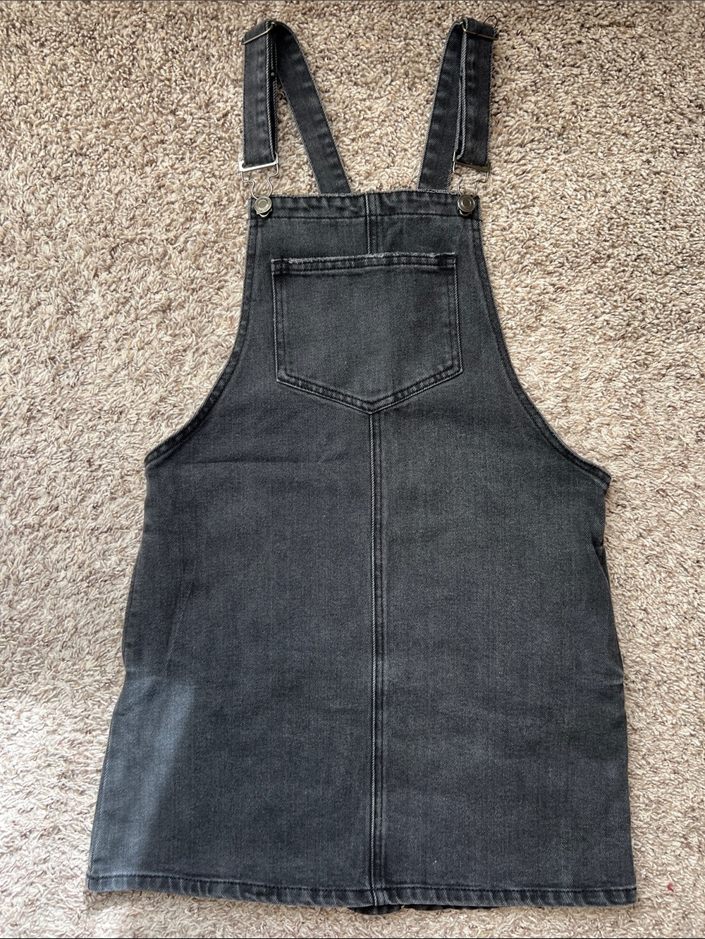 Denim&Co Black Denim Overall Dress with Front Pocket